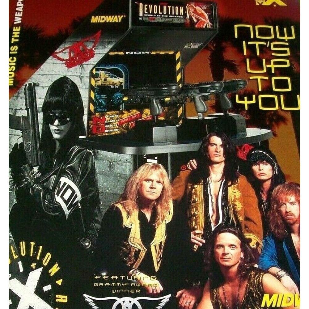 Aerosmith Revolution X Arcade FLYER Original 1994 NOS Video Game Rock & Roll Art